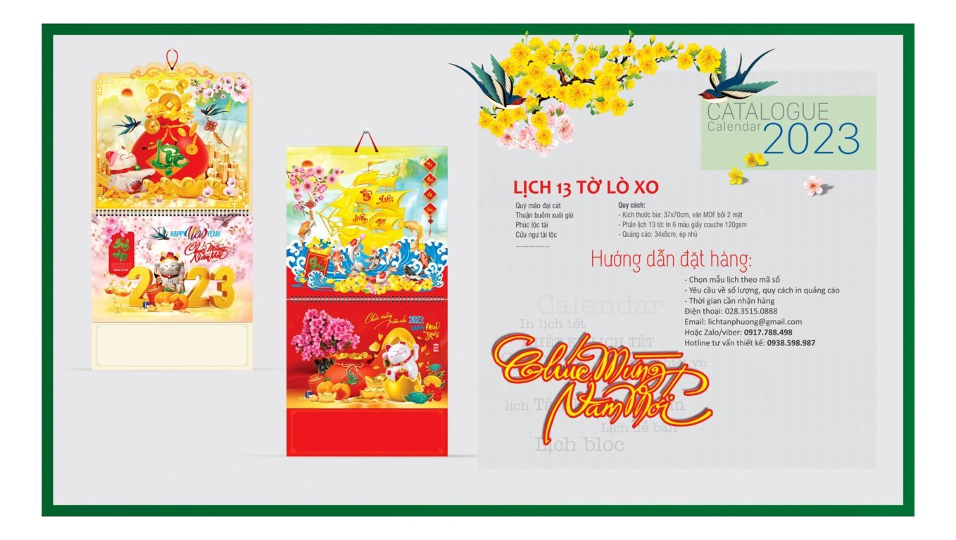 Mẫu lịch tết 2023 đẹp 157 Mẫu lịch treo tường nẹp thiếc năm 2023 giá rẻ