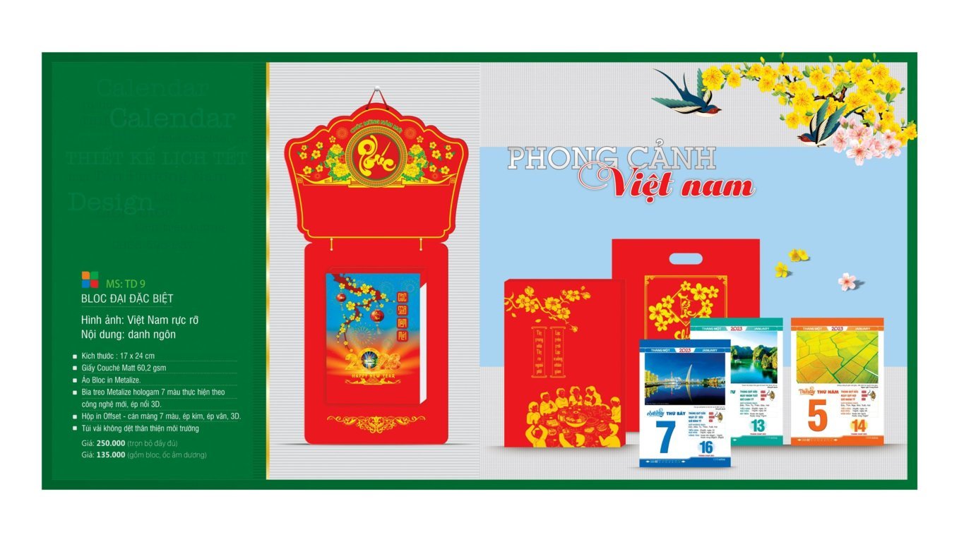Mẫu lịch tết 2023 đẹp 210 In bìa lịch gắn bloc 2023 giá rẻ