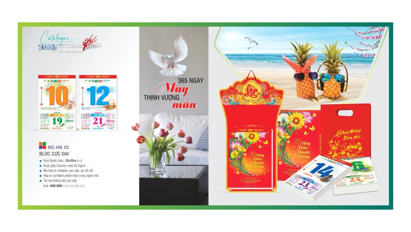 Mẫu lịch tết 2023 đẹp 229 Mẫu lịch bìa metalize 2023