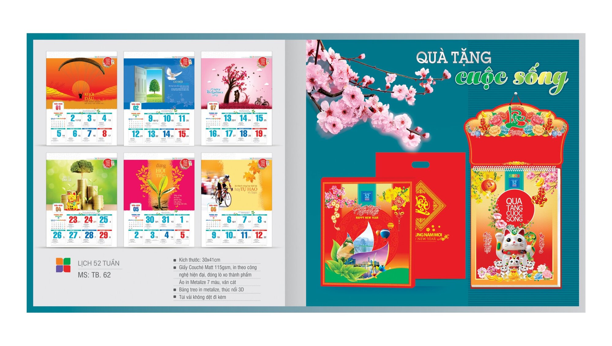 Mẫu lịch 52 tuần 2023