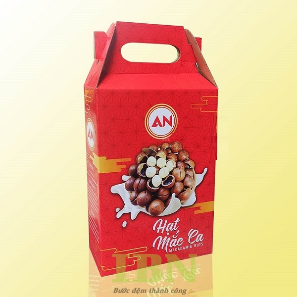 Hộp Carton Nhỏ 59 Mẫu hộp carton đựng hạt macca kích thước nhỏ, có quai xách