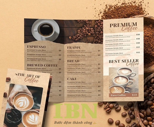 Mẫu brochure làm menu quán cà phê