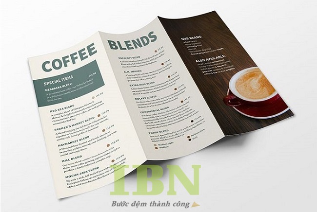 Mẫu brochure cà phê thiết kế đơn giản, tinh tế