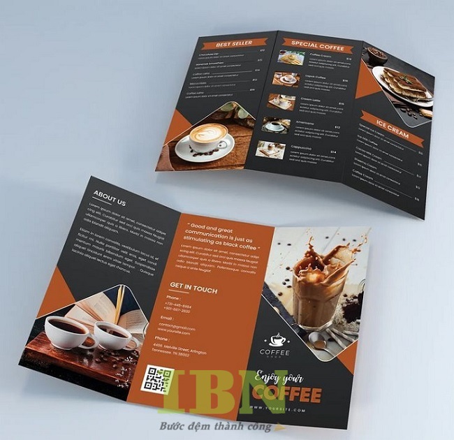 Mẫu brochure cà phê thiết kế sang trọng, thu hút