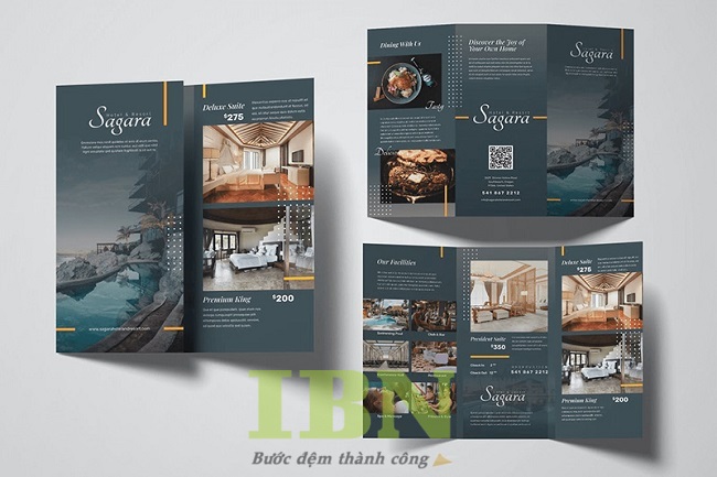 Mẫu brochure khách sạn tone màu tối sang trọng