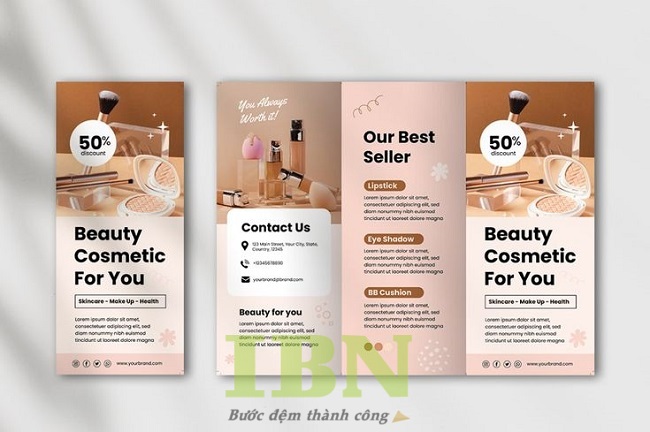 Mẫu brochure mỹ phẩm loại gập 3