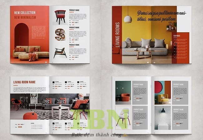Mẫu brochure nội thất thiết kế kiểu gập đôi