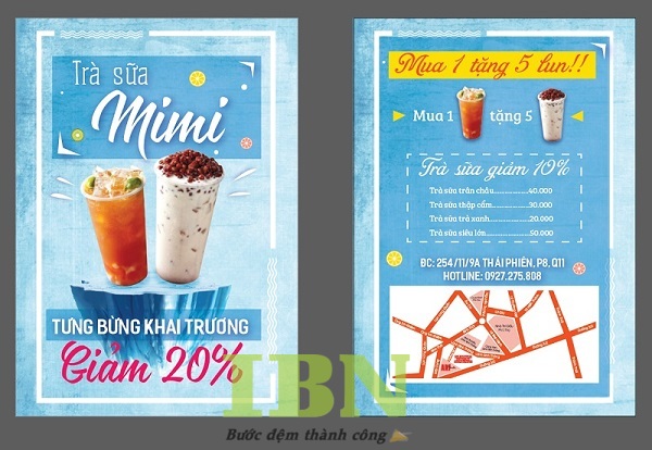 Mẫu tờ rơi quảng cáo chương trình khuyến mãi của quán trà sữa