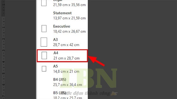 bạn nhấn chọn vào khổ giấy A4
