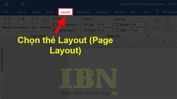 Trước tiên bạn cũng cần mở file word cần in ra, nhấn vào tab Layout trên thanh công cụ. 