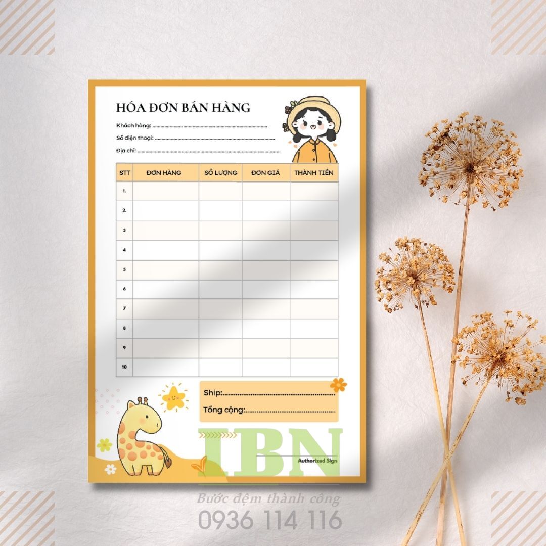 Mẫu hóa đơn bán lẻ thiết kế theo yêu cầu