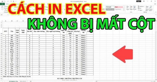 cách in file excel không bị mất cột