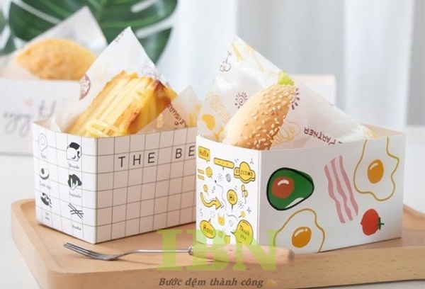 Mẫu hộp giấy đựng sandwich hình chữ nhật thiết kế đẹp
