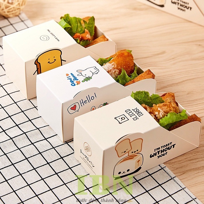 Mẫu hộp giấy đựng bánh sandwich hình chữ nhật