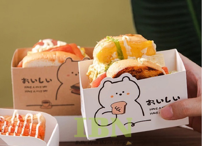 Mẫu hộp đựng bánh sandwich đẹp bằng giấy kraft và giấy ivory