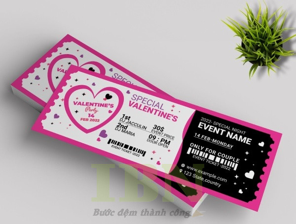 Mẫu vé sự kiện Valentine day