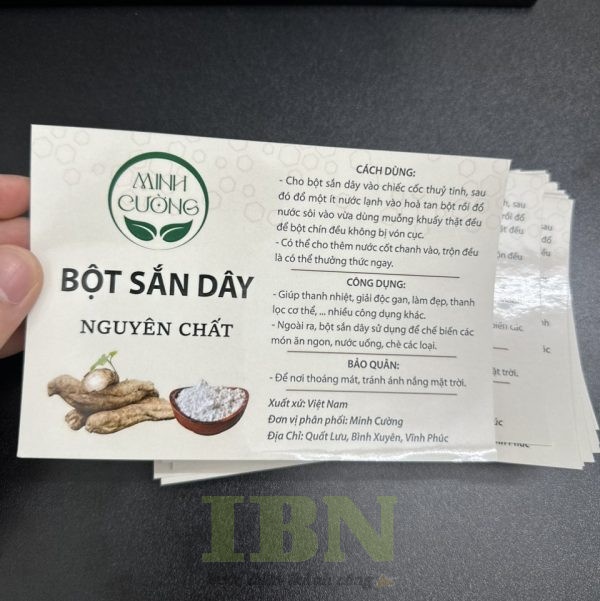 In tem nhãn bột sắn dây bằng decal nhựa