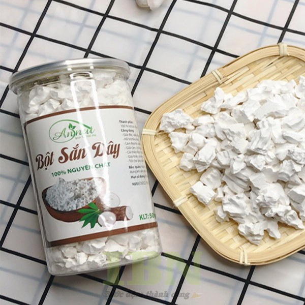 Tem nhãn bột sắn dây hình chữ nhật dán thân hộp
