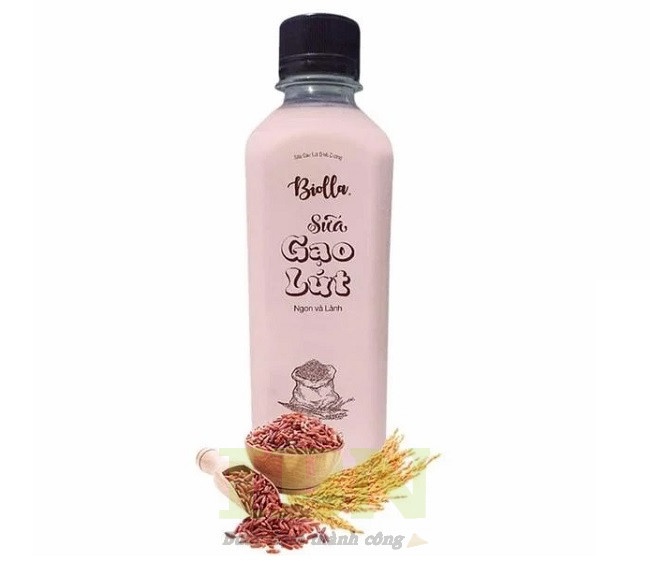 Mẫu tem dán chai sữa gạo lứt bằng decal trong