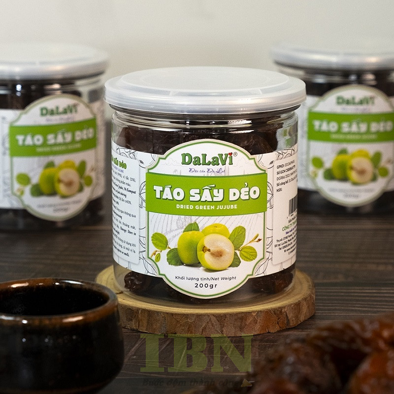 Mẫu tem nhãn dán hộp táo sấy dẻo