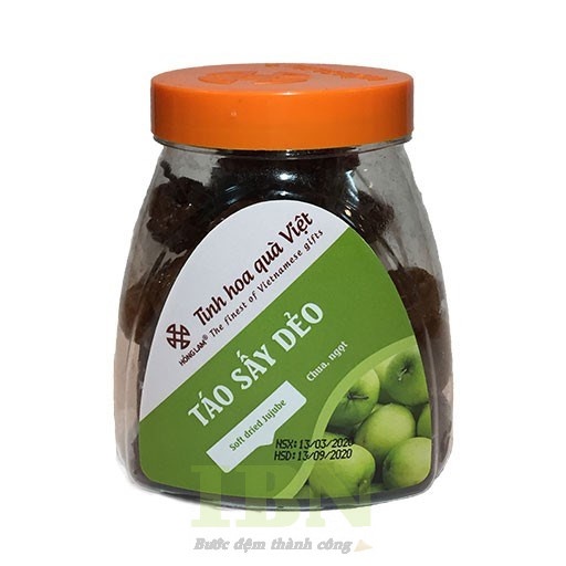 Mẫu tem dán hộp táo sấy dẻo hình vòm