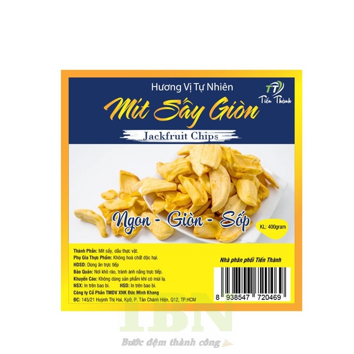 Mẫu tem mít sấy giòn hình vuông