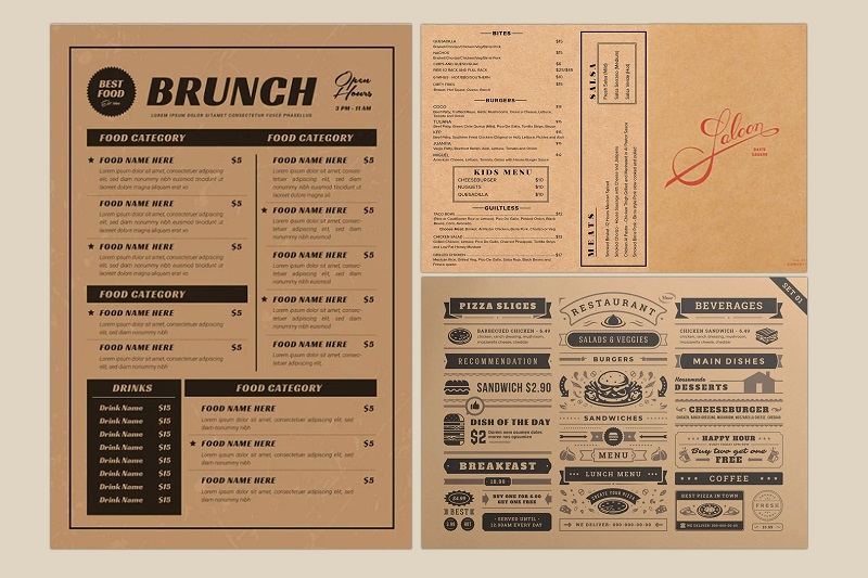 menu giấy kraft