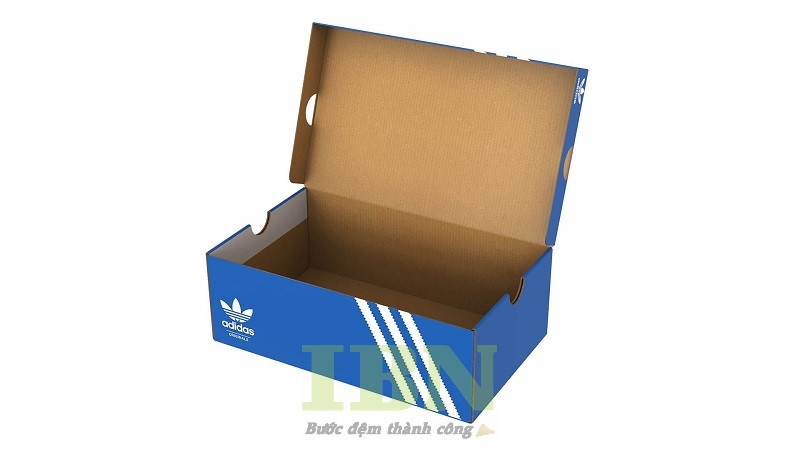 Mẫu hộp giấy đựng giày Adidas màu xanh dương