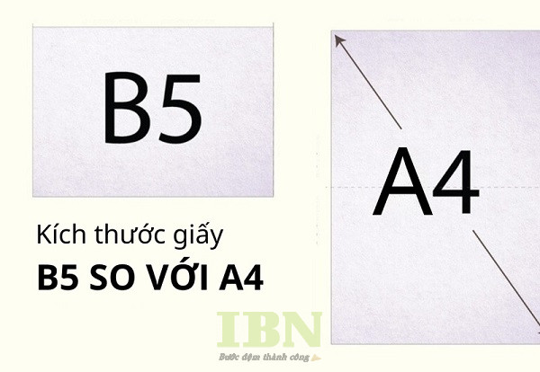 So sánh kích thước giấy B5 so với A4