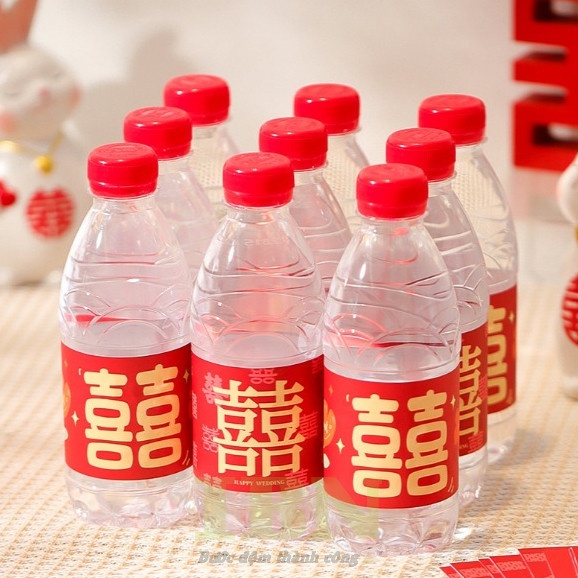 Mẫu decal nhãn dán thân chai nước đám cưới