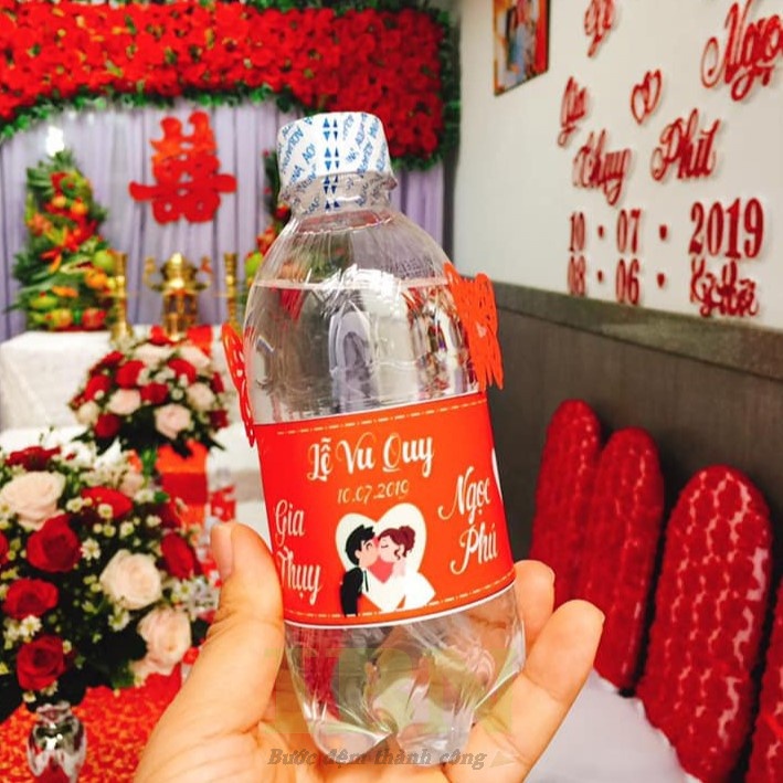 Mẫu nhãn dán thân chai nước đám cưới, đám hỏi