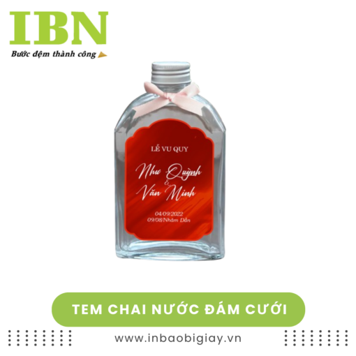 tem dán chai nước đám cưới