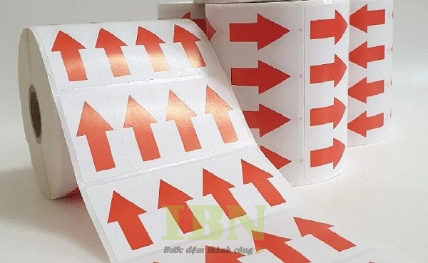 Mẫu tem decal mũi tên hình chữ nhật