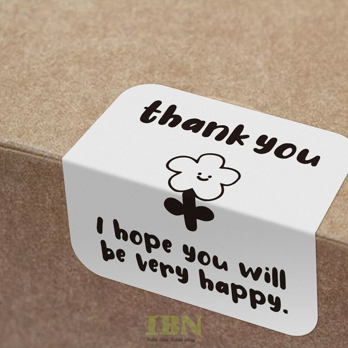 Mẫu tem thank you dán hộp giấy