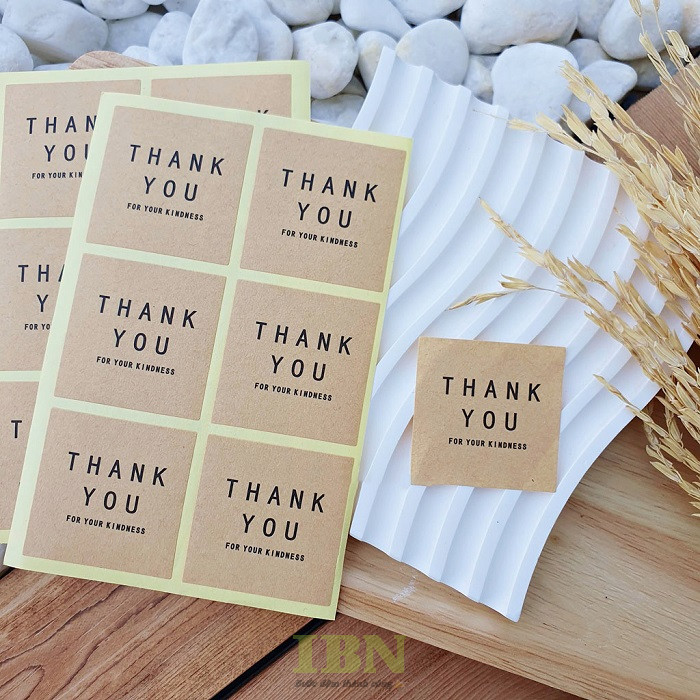 Mẫu tem dán thank you, tem cảm ơn hình vuông