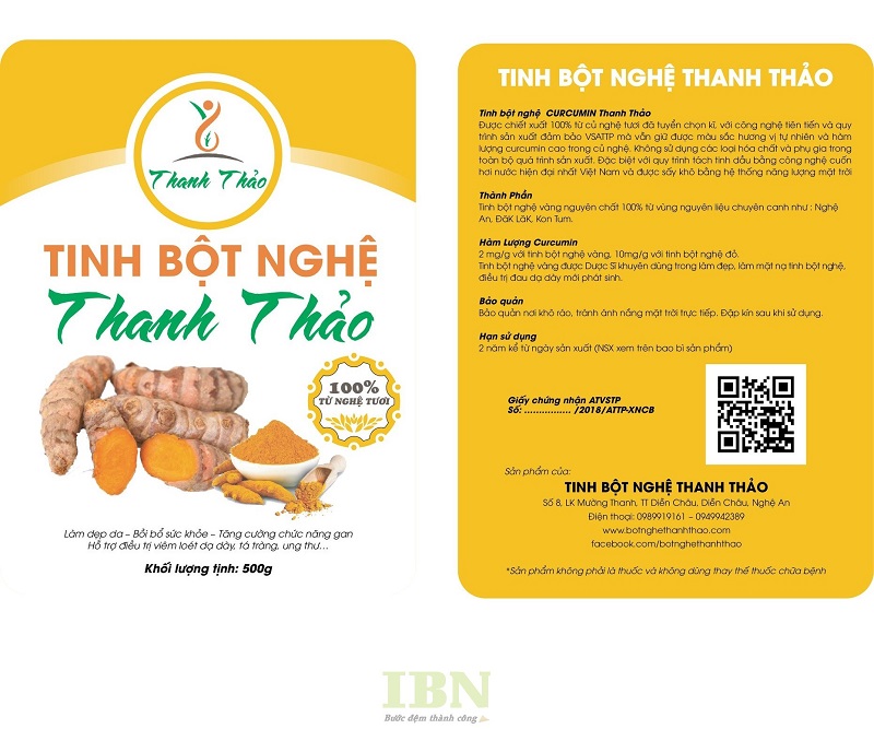 Mẫu tem nhãn tinh bột nghệ chuyên nghiệp