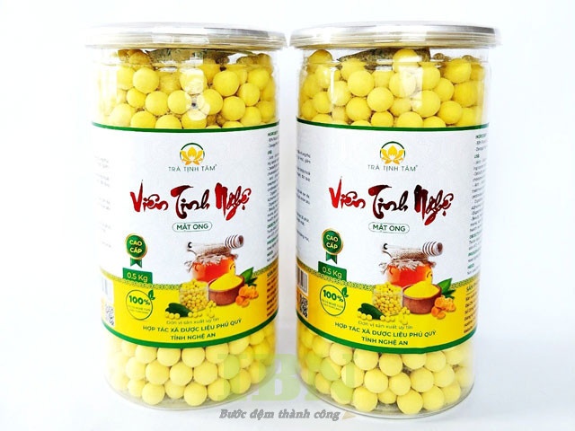 Mẫu tem hũ viên tinh bột nghệ