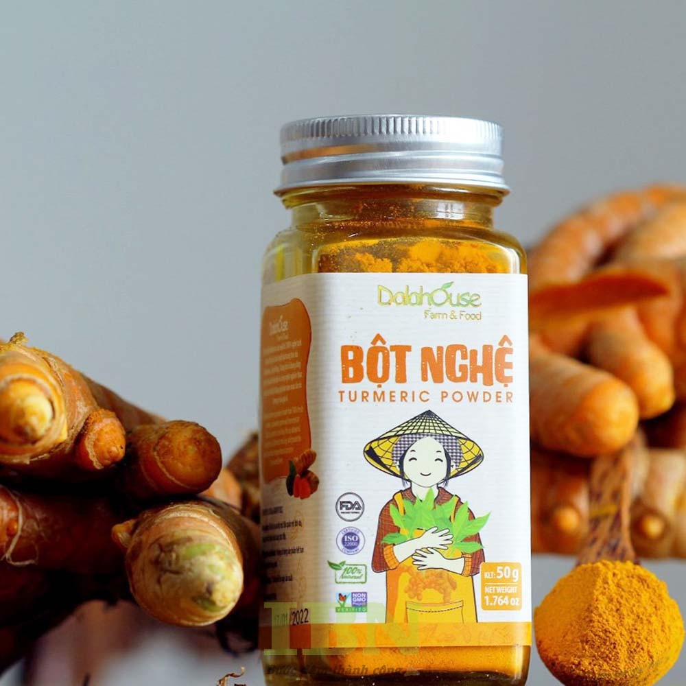 Mẫu tem hũ tinh bột nghệ kích thước nhỏ