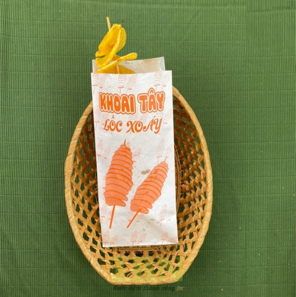 Mẫu túi giấy đựng khoai tây chiên lốc xoáy