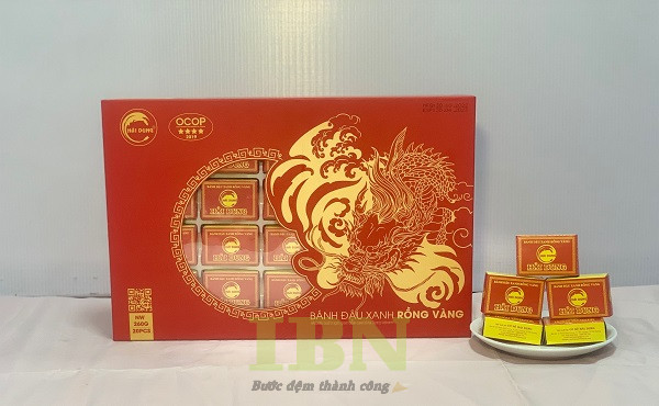 Mẫu hộp giấy đựng bánh đậu xanh có cửa sổ