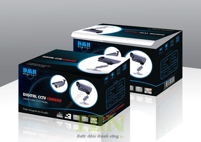 Mẫu hộp giấy đựng camera dáng nắp gài