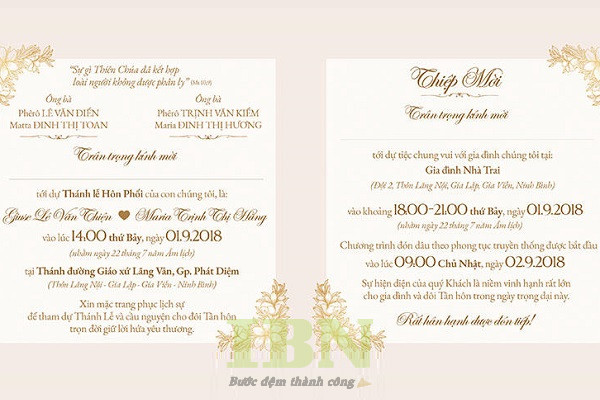 Mẫu thiệp cưới cho người đạo công giáo