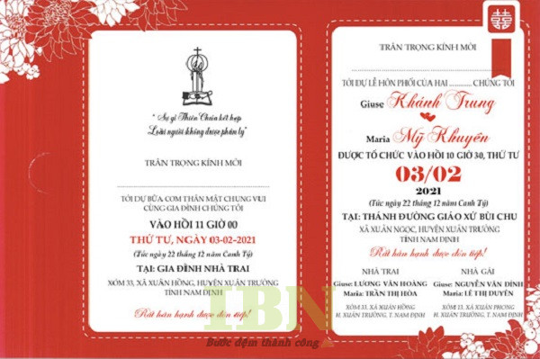 Thiệp cưới cho người công giáo