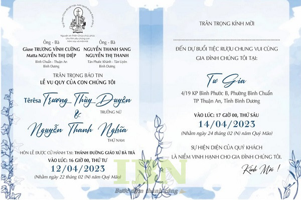 Thiệp cưới đẹp, sang trọng cho người công giáo