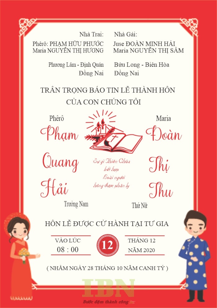 Cách viết phần thiệp mời thánh lễ tại nhà thờ