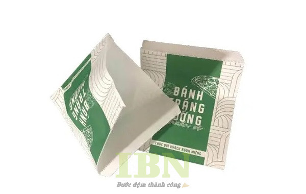 Mẫu túi giấy đựng bánh tráng nướng dán hai biên