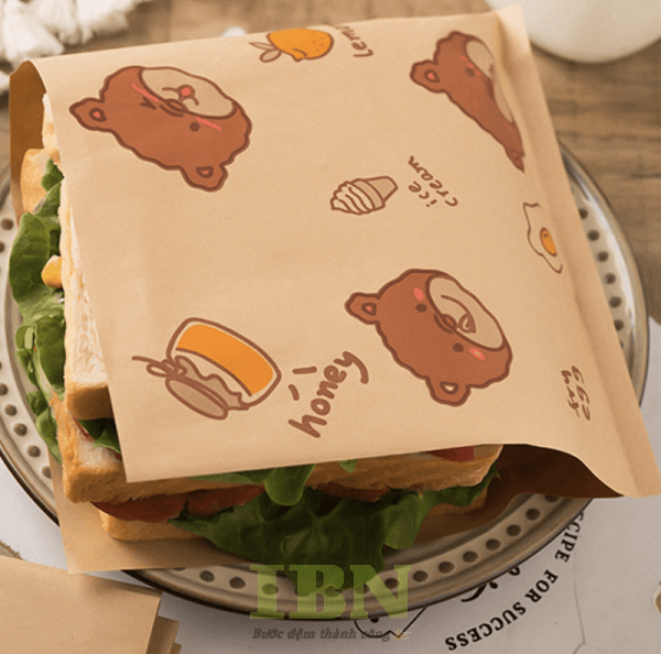 Mẫu túi giấy đựng sandwich in hình đáng yêu