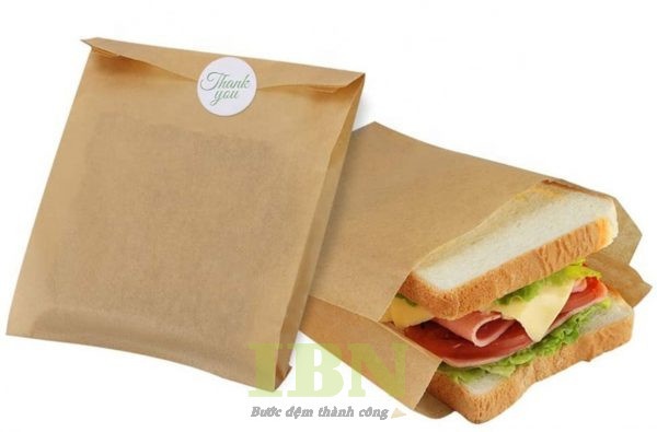 Mẫu túi giấy đựng sandwich trơn, có nắp