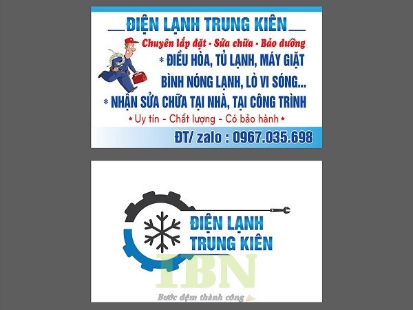 Mẫu card visit điện lạnh Trung Kiên