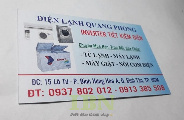 Mẫu card visit điện lạnh Quang Phụng